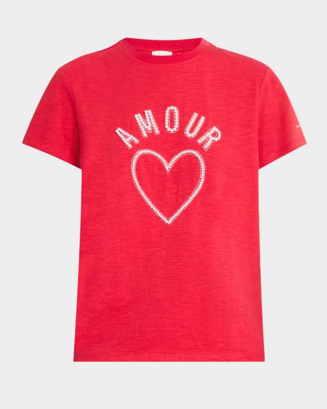 Pearl-Embellished Amour Crewneck Tee